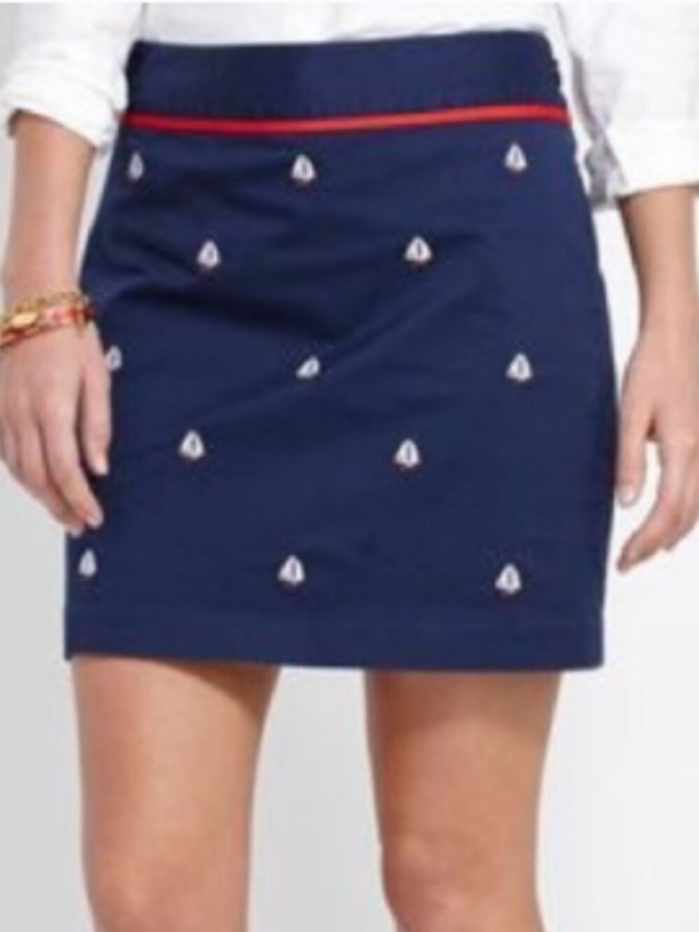 Vineyard Vines Sailboat Embroidered Navy Blue Red Mini Skirt